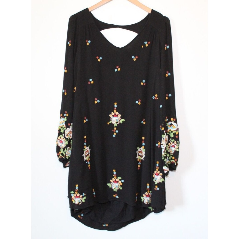Free People Oxford Floral Embroidered Swing Dress Gauzy Cutout S Boho Festival - Picture 2 of 13
